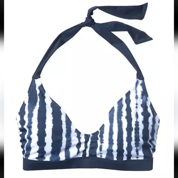 Athleta Other - Athleta Wave Break Tie-Dye Navy Bikini Halter V-Neck Top 32 B/C